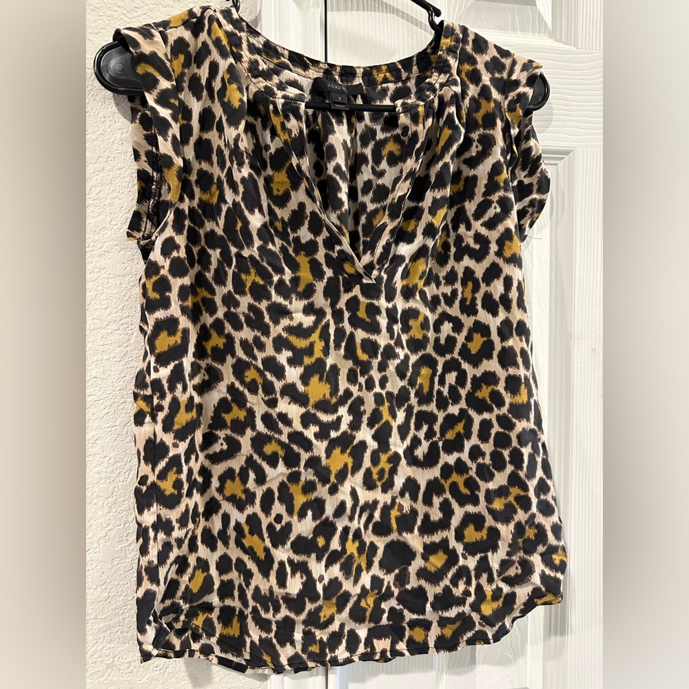 J. Crew Leopard Print Blouse in Black and Gold